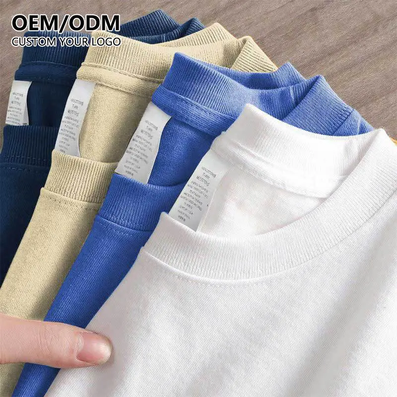 240GSM heavyweight short sleeve T shirt high quality custom cotton men's oversize plain T-shirts