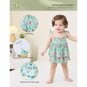 ชุดรอมเปอร์เด็กผู้หญิงแขนกุด BambooBud ผลิตจากใยไผ่ ระบายอากาศได้ดี ป้องกันแสงแดด สำหรับเด็กอายุ 3-24 เดือน - Product Image 2