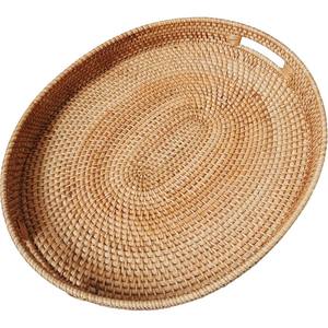 ถาดเก็บของทรงรีหวายสานมือแบบรักษ์โลก สำหรับห้องนั่งเล่น ห้องครัว ใช้จัดระเบียบบนเคาน์เตอร์ ใช้ได้ทั้งภายในและภายนอกอาคาร - Product Image 4