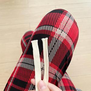 Nouveau <span class=keywords><strong>pantalon</strong></span> décontracté d'été 2026 en soie glacée à <span class=keywords><strong>carreaux</strong></span> pour <span class=keywords><strong>femme</strong></span>, marron rétro, taille haute, coupe ample, jambe large, devant plat, longueur au sol - Product Image 4