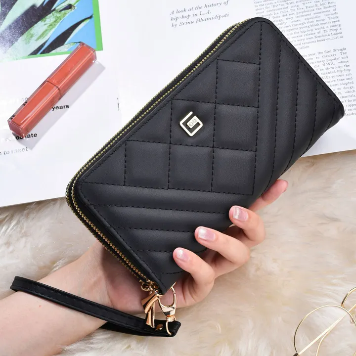 新しい2024レディースクラッチバッグ財布ダブルジッパーファッションクラシック大容量レディカードホルダー財布