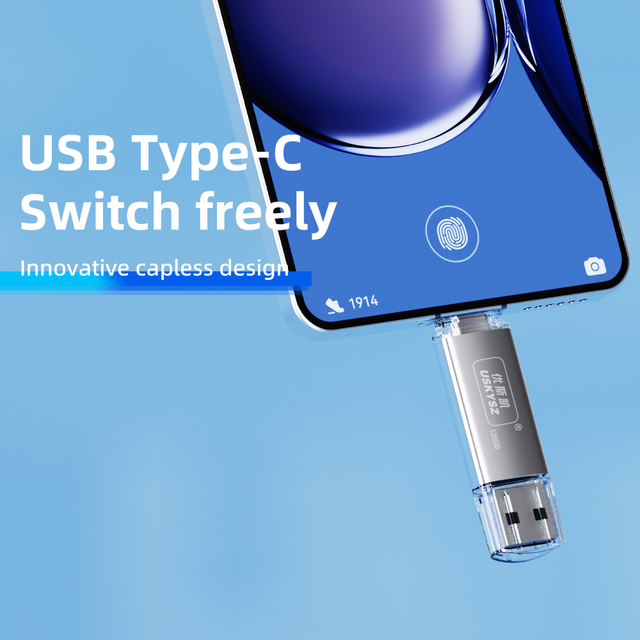 Wholesale Custom Logo Aluminum Type-C OTG USB Flash Drive 32GB 64GB 128GB 1TB USB 2.0 Cheap Bulk Pendrive