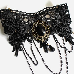 Conjunto de Joyería para Mujer con Collar Victoriano Colgante y Pulsera Estilo Gótico Punk Vintage de <span class=keywords><strong>Encaje</strong></span> y Cristal - Product Image 2