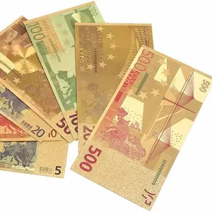 Ensemble de billets de banque plaqués or colorés, argent artisanal