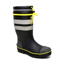 Bottes de pluie montantes en caoutchouc pour hommes, avec embout et semelle en acier, réfléchissantes, résistantes à l'usure et antidérapantes, pour la protection au travail