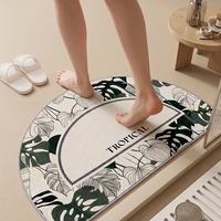 Tapis de salle de bain semi-circulaire antidérapant, séchage rapide, lavable en machine, doux et absorbant, pour entrée de salle de bain et décoration intérieure