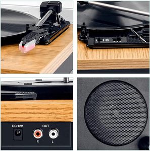 Máy nghe nhạc vinyl LP di động, máy hát đĩa than cổ điển 3 tốc độ, tích hợp Bluetooth và loa - Product Image 4