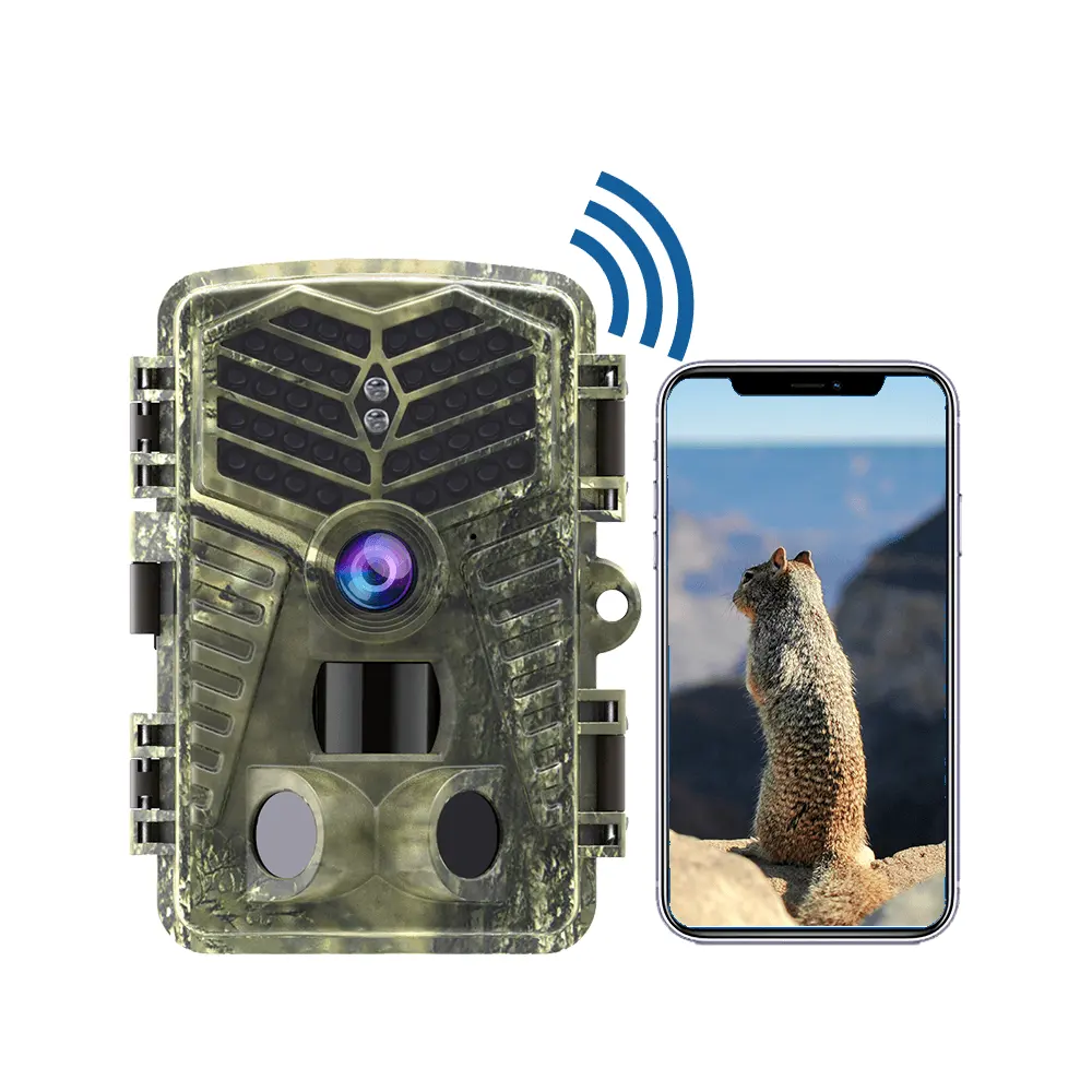 Su geçirmez kamera fabrika sıcak satış yüksek çözünürlüklü 4K WiFi avcılık kamera ücretsiz app açık avcılık kamera ile
