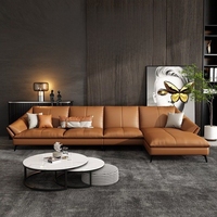 Canapé d'angle en cuir de luxe OEM ODM pour projets commerciaux, réception d'entreprise, canapé en L sur mesure pour hall d'hôtel, design d'intérieur