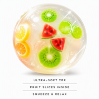 Balle anti-stress transparente en TPR en forme de tranche de fruit, gel cristallin, jouet sensoriel à presser pour enfants et adultes