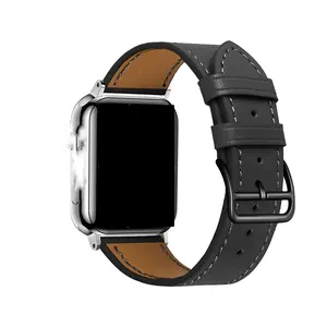 Gelang kulit asli olahraga mewah untuk Apple Watch seri 8 Ultra 7 6 5 41mm 45mm 49mm pesona tali kulit gelang