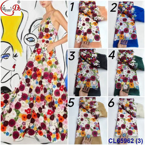 Tela <span class=keywords><strong>de</strong></span> encaje <span class=keywords><strong>de</strong></span> lujo para vestido <span class=keywords><strong>de</strong></span> noche y graduación, bordado <span class=keywords><strong>de</strong></span> flores rts 3d, con <span class=keywords><strong>volantes</strong></span>, en negro y gris, lsami, último diseño - Product Image 4