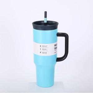 Vaso Térmico de Acero Inoxidable de 40 oz con Logotipo Personalizado, Asa y Pajita, Aislado, Moderno, para Viajes, Café, Bebidas Frías, Regalo Promocional - Product Image 1