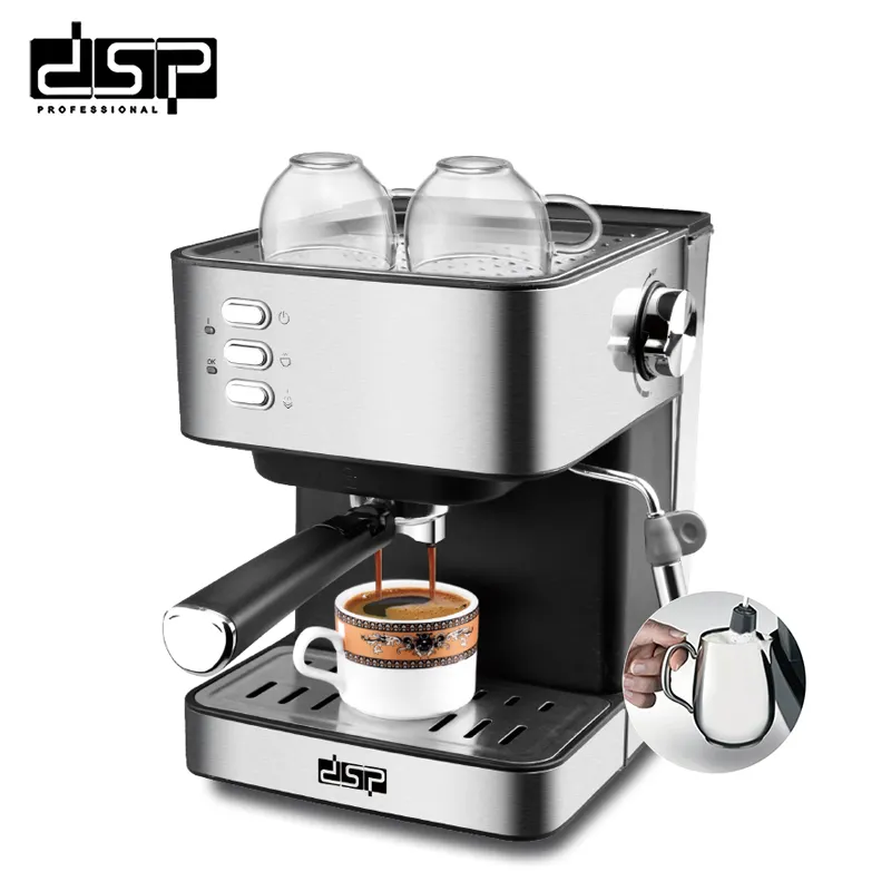 Capacity Espresso Coffee Machine for Home 15bar Commercial Automatic Espresso Coffee Maker DSP Hot Sale 1.5L Electric Plastic