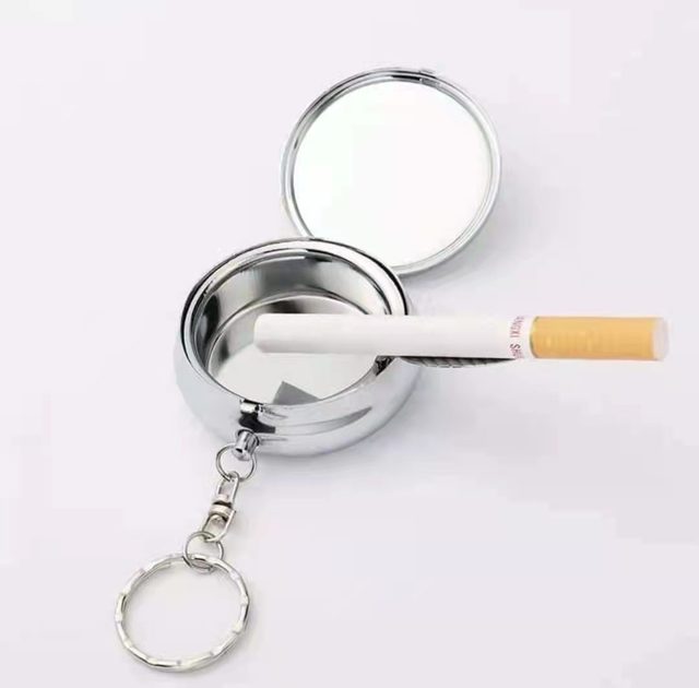 Qualisub Personalized Sublimation Ashtray Keychain Blanks Portable Mini Outdoor Ashtray Sublimation Blanks Ashtray Keychain