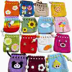Sac tricoté fait main en gros, nouveau modèle, mini sac de rangement pour pièces de monnaie, sac au crochet mignon à motif floral - Product Image 2