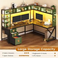 Bureau de Gaming en Gros pour Usine avec Étagère Moniteur Pleine Largeur, Cadre Métallique, Gestion des Câbles, Crochet pour Casque, Table d'Ordinateur pour Bureau à Domicile