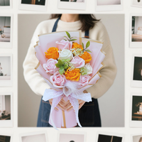 Vente en gros de savon artisanal, bouquet de fleurs de rose préservées, nouveau design, cadeau pour la Saint-Valentin, Noël, Pâques, fête des mères, fleur naturelle