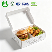 Boîte à emporter en papier blanc personnalisée avec séparateur, style avion, pour emballer des collations, des hamburgers