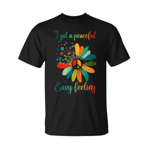 <b>Hippie</b> Peaceful Easy Feeling Sunflower <b>T</b>-<b>Shirt</b> With Peace Sign Design - Product Image 2