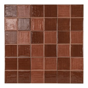 Set di 4 Piastrelle in Terracotta di Catania, Finitura Rustica Marrone Smaltata per Pareti e Pavimenti - Product Image 2