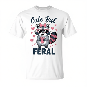 T-shirt pour filles avec motif de raton laveur mignon mais sauvage - Product Image 2