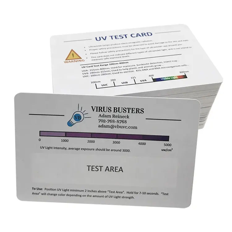 कस्टम गर्मी में धूप मॉनिटर कार्ड मुद्रण रंग बदलते यूवी परीक्षण कार्ड
