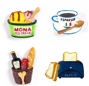 Aimants de réfrigérateur 3D ronds en résine, vente directe d'usine promotionnelle, aimants alimentaires personnalisés, nouveaux autocollants magnétiques créatifs sur le thème de la nourriture - Product Image 5