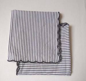 Hermosa raya negra Bloque de mano Patrón de impresión Servilletas de tela de algodón Eventos DE BODA Fiestas en casa Decoración de Navidad Ajustes de mesa - Product Image 2