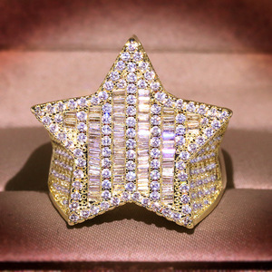 Hip Hop Micro Pave Cubic Zirconia Star Ring Fashion Five Pointed Star Men Ring Trendy Male <b>Accessories</b> Jewelry Wholesale - Product Image 4