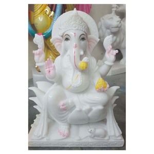 Statue en marbre blanc pur Ganesha, Statue en cristal - Product Image 1