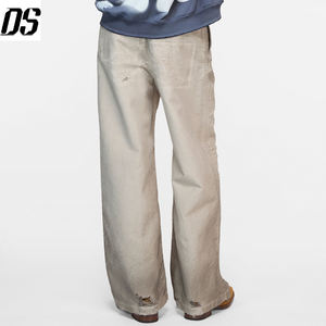 ผู้ผลิตกางเกงผู้ชาย กางเกงยีนส์สีน้ำตาลอ่อนแบบ OEM ทรงหลวม ขากว้าง ลุคทำสีซีดแบบ Dirty Wash คุณภาพดี - Product Image 3