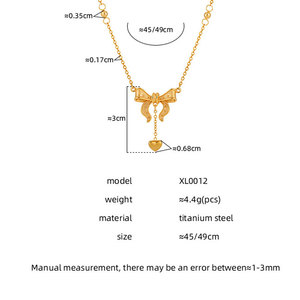 จี้สร้อยคอรูปโบว์ชุบทอง 14k 18k ทำจากสแตนเลส 316L สำหรับผู้หญิง ขายส่ง - Product Image 3