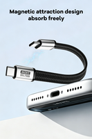 Cable Corto Magnético Tipo-C de Aleación de Aluminio Trenzado, Carga Rápida de 240W, Transmisión de 80Gbps, Proyección de Pantalla de 16K, Cable Plano de 18cm