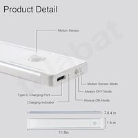 Lampu malam LED DC 5V Modern, lampu malam LED isi ulang daya baterai Sensor gerakan hidup/mati otomatis lemari dapur kamar tidur pencahayaan untuk lemari
