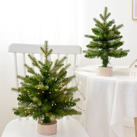 Décoration de Noël X-095 : Mini sapin artificiel pré-éclairé sur pied pour événements festifs, fêtes, maison, bureau et décoration de bureau