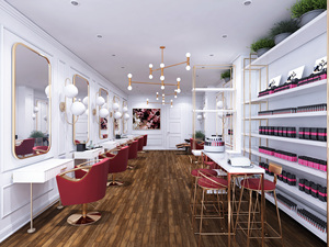 Custom BRUTALIST moderno estilo Simple iluminación LED peluquería muebles salón de uñas mostrador estación vitrinas - Product Image 3