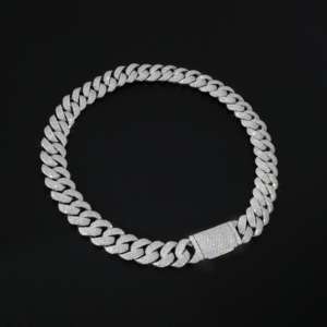 12 मिमी 14 मिमी 16 मिमी 18 मिमी 20 मिमी मोइससानाइट क्यूबन लिंक चेन स्टॉक 925 स्टर्लिंग सिल्वर हाइप गहने मोइससानाइट क्यूबन चेन - Product Image 2