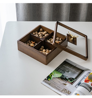 Boîte à bijoux rectangulaire en bois de noyer noir d'Amérique du Nord, design classique, plateau créatif avec couvercle, support de rangement pour fruits secs, pour bureau