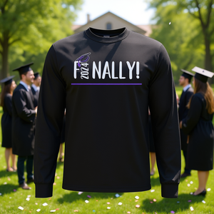 Maglietta a maniche lunghe con grafica divertente per la laurea 2024: finalmente laureato! - Product Image 3