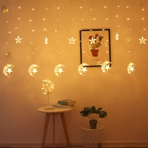 Eid Mubarak Ramadan Dekorationen Mond- und Sternform LED-Lichtervorhang Weihnachtsbeleuchtung Dekorative Lichter zu Fabrikpreisen - Product Image 2