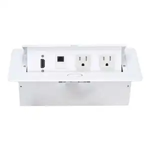 OSWELL White US plug Conference table damped up data USB port socket box with/Build in desktop power date outlet box