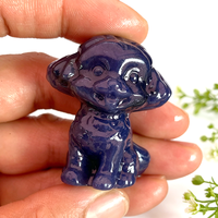 Figurine de chien Teddy en cristal naturel mélangé, 4,5 cm, sculptée à la main, statue de chiot en pierre de guérison, ornement animalier pour la décoration intérieure