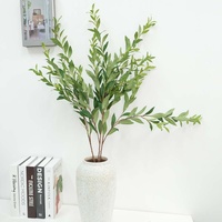 Daun Willow Buatan Grosir dari Kain Sutra Panjang 105cm, Rangkaian Bunga Hijau Buatan untuk Dekorasi Rumah