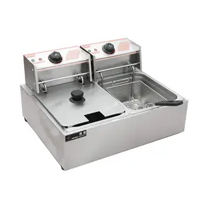 Hot Sale Double-tank Electric Deep Fryer Machine French Fries Chicken Fryer Stainless Steel Catering Equipment