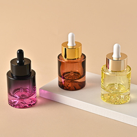 Botol Serum Kaca Skincare 30ml 1oz Silinder Warna Gradasi Kustom dengan Pipet