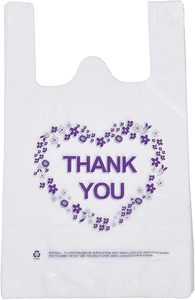 Sacs en plastique biodégradables blancs pour t-shirts, avec logo personnalisé, scellables à chaud, avec poignées, taille standard pour supermarché - Product Image 4