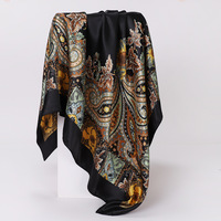 Foulard en Soie Imprimé Cachemire Tendance Européenne et Américaine Foulard Carré 90 cm de Vente en Gros pour Femme