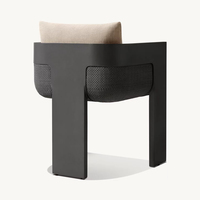 Ensemble de table à manger d'extérieur moderne en aluminium imperméable en bois de teck en rotin pour les cours, les jardins, les hôtels, les parcs, les plages, les écoles