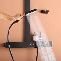 Clés de piano noires en laiton stock d'usine robinets de douche de bain thermostatiques multifonctionnels à effet pluie